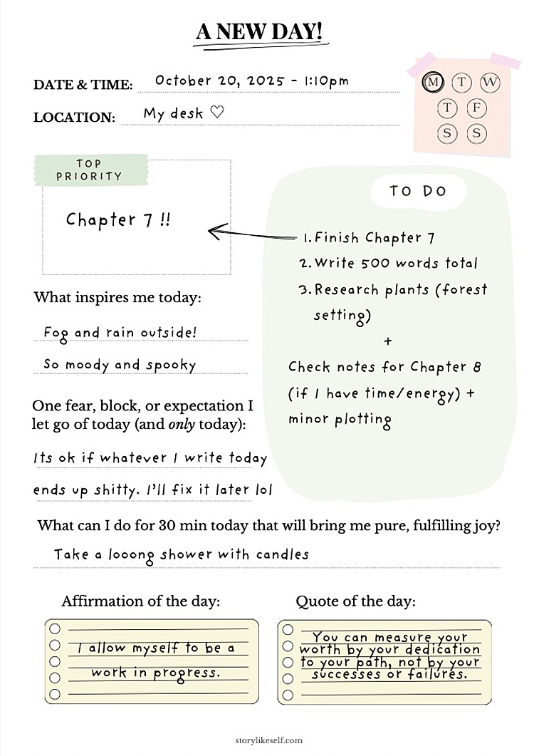 Writer’s Support Daily Journal Printable - Image 2